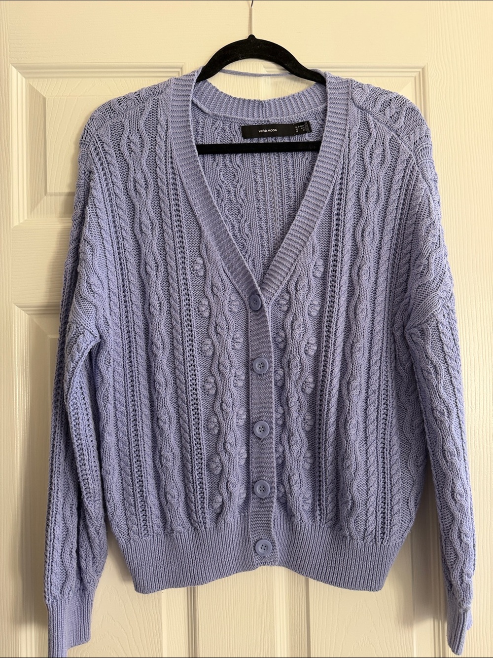 Vero Moda Lavender Cable Knit Button-Front Cardigan